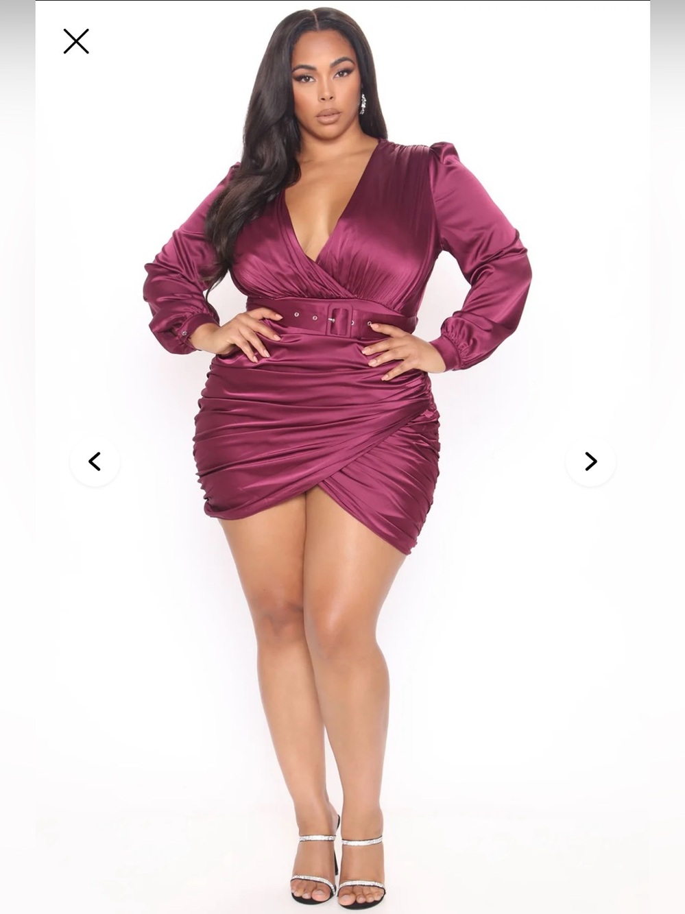 New! Fashion Nova Satin Mini Dress - Plum , Size: 1X